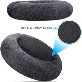 img 1 attached to 🐶 TantivyBo Dog Bed & Pet Bed: Calming Soft Plush Donut Cuddler for Small Medium Large Dogs and Cats – Anti Anxiety Cozy Cat Cushion (32" X 32", Grey)