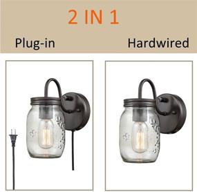 img 1 attached to 🏺 Vintage Mason Jar Light Fixture Clear Glass 2-Pack Wall Lights: Enhance Your Space with Oil Rubbed Bronze Elegance