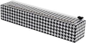 img 2 attached to 🎀 ChicWrap Houndstooth Plastic Wrap Dispenser - Includes 12" x 250' Roll of Professional Plastic Wrap - Reusable Dispenser with Slide Cutter