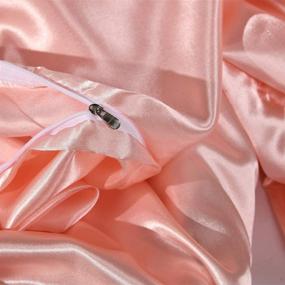 img 1 attached to 🛏️ Luxurious Coral Pink Satin Bedding Set: Silk-like Duvet Cover, Quilt Cover, and Royal Hotel Bedding - Queen Size, with 2 Pillowcases included