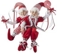 🎅 raz imports peppermint parlor 16-inch posable elf figurine - 2021 collection, set of 2 logo