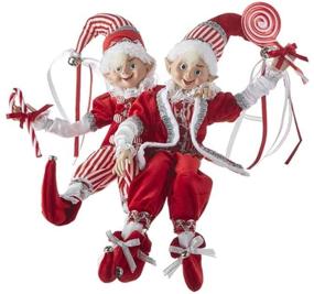 img 1 attached to 🎅 RAZ Imports Peppermint Parlor 16-inch Posable Elf Figurine - 2021 Collection, Set of 2