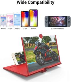 img 1 attached to 📱 Enhance Mobile Viewing Experience with 12” HD Cell Phone Screen Amplifier: Folding Enlarger, Magnifier in Red