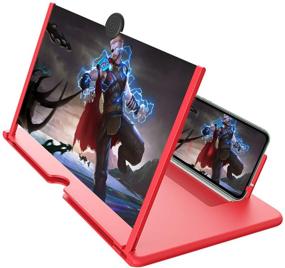 img 4 attached to 📱 Enhance Mobile Viewing Experience with 12” HD Cell Phone Screen Amplifier: Folding Enlarger, Magnifier in Red