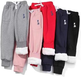 img 3 attached to Fruitsunchen Little Cotton Fleece Sweatpants Girls' Clothing and Pants & Capris