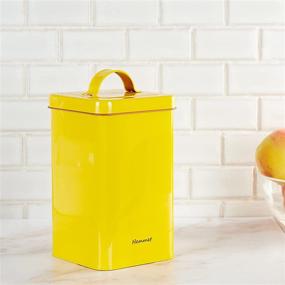 img 2 attached to ☕️ Airtight Yellow Canister for Ground Coffee, Snacks, and More - Rustic Metal Tin with Vintage Pantry Organization - Modern Home Décor