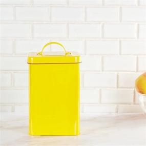 img 1 attached to ☕️ Airtight Yellow Canister for Ground Coffee, Snacks, and More - Rustic Metal Tin with Vintage Pantry Organization - Modern Home Décor