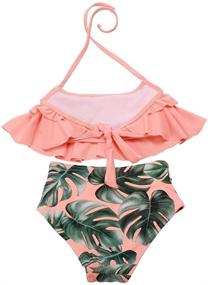 img 3 attached to Stylish XUNYU Girls Swimsuit: Falbala High Waisted 👙 Bathing Suit with Halter Neck - Trendy Bikini Swimwear