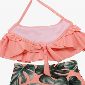 img 1 attached to Stylish XUNYU Girls Swimsuit: Falbala High Waisted 👙 Bathing Suit with Halter Neck - Trendy Bikini Swimwear