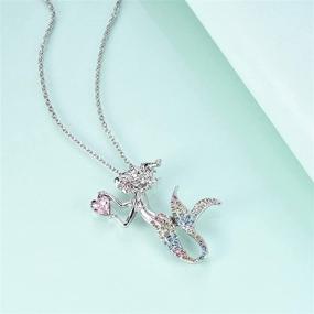 img 3 attached to Stunning Mermaid Birthstone Necklace: Elegant White Gold Plated Jewelry with Austrian Crystal Pendant - Perfect Gift for Stylish Girls and Women