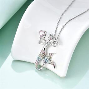 img 2 attached to Stunning Mermaid Birthstone Necklace: Elegant White Gold Plated Jewelry with Austrian Crystal Pendant - Perfect Gift for Stylish Girls and Women