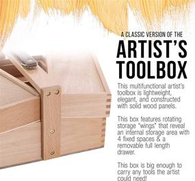 img 1 attached to 🎨 Organize and Store Your Art Supplies with the US Art Supply Large Multi-Function Wooden Artist Tool & Brush Storage Box