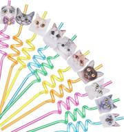 albabe 20pcs reusable drinking plastic straws for cat party supplies - includes 2 cleaning brushes logo
