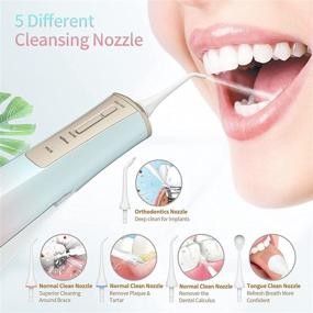 img 3 attached to Portable Cordless Water Flosser: Rechargeable Oral Irrigator for Dental Care - IPX7 Waterproof, 3 Modes, 5 Jet Tips - Ideal for Travel and Home Use (Colorful)