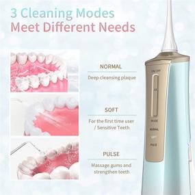 img 2 attached to Portable Cordless Water Flosser: Rechargeable Oral Irrigator for Dental Care - IPX7 Waterproof, 3 Modes, 5 Jet Tips - Ideal for Travel and Home Use (Colorful)