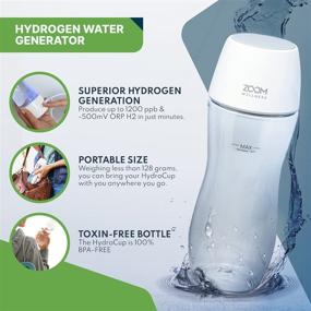 img 3 attached to 🚰 Zoom Wellness HydroCup Hydrogen Water Bottle: Portable Hydrogen Water Generator with Hydrogen Infused Water on the Go, Ionizer Machine producing up to 1200 PPB