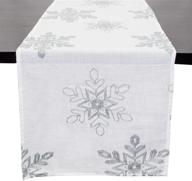 ❄️ fennco styles nivalis collection snowflake design decorative table runner 16"w x 70"l - silver table cover for home, dining table, christmas décor, banquet, family gathering, special occasion - holiday logo