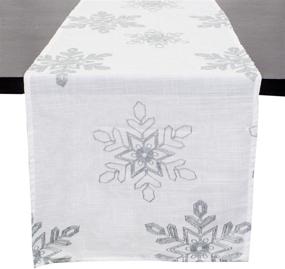 img 4 attached to ❄️ Fennco Styles Nivalis Collection Snowflake Design Decorative Table Runner 16"W x 70"L - Silver Table Cover for Home, Dining Table, Christmas Décor, Banquet, Family Gathering, Special Occasion - Holiday