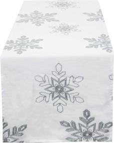 img 3 attached to ❄️ Fennco Styles Nivalis Collection Snowflake Design Decorative Table Runner 16"W x 70"L - Silver Table Cover for Home, Dining Table, Christmas Décor, Banquet, Family Gathering, Special Occasion - Holiday