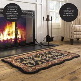 img 1 attached to 🔥 Fire Resistant Scalloped Wool Hearth Rug in Black/Red - Rectangular Hand Tufted, 25 W x 45 L, Ideal for Fireplaces in McLean