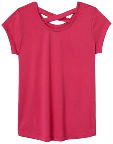 img 1 attached to 👚 Stylish Cross Back Tops for Girls: French Toast Short Sleeve Collection