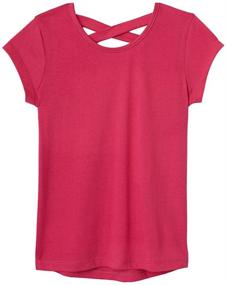 img 2 attached to 👚 Stylish Cross Back Tops for Girls: French Toast Short Sleeve Collection