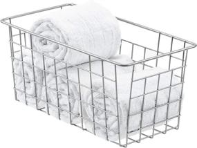 img 2 attached to 📦 WenZBros Chrome Metal Wire Storage Baskets - 2 Pack, Perfect for Kitchen Cabinets, Pantry, Bathroom, Laundry Room, Closets, Garage Organization - With Handles, 12 X 6 X 5.5 Inches