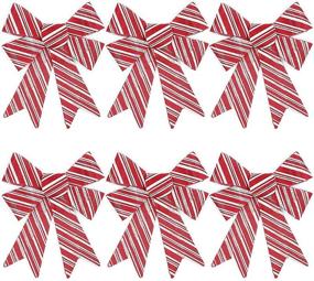 img 4 attached to 🎁 Premium Candy Cane Striped Christmas Bows for Gift Wrapping (Red, White, 8.5 x 10 in, 6 Pack)