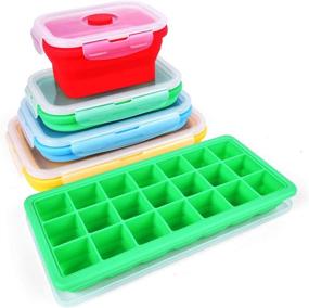 img 3 attached to 🥡 4-Piece Silicone Storage Set with Bonus Ice Tray - Easy to Collapse