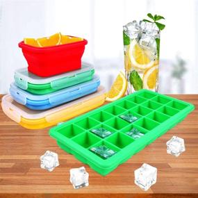 img 2 attached to 🥡 4-Piece Silicone Storage Set with Bonus Ice Tray - Easy to Collapse