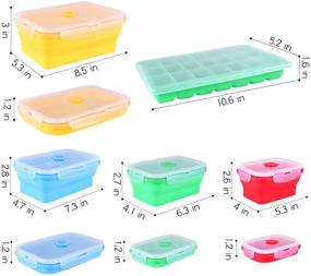 img 1 attached to 🥡 4-Piece Silicone Storage Set with Bonus Ice Tray - Easy to Collapse