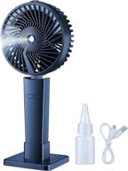 rechargeable portable handheld fan with adjustable water spray mist | mini misting personal fan with 3 speeds, nightlight | ideal for desk, travel, camping, outdoors, makeup логотип