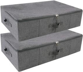 img 4 attached to iwill CREATE PRO Rigid Underbed Storage Box with Zip Lid: Perfect 📦 Organizational Solution for Garments, Bedding Sheets, and Blankets, in Sleek Black Gray Design