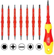 🔧 ultimate sdc magnetic screwdriver set: insulated multi screw driver kit with 14 interchangeable tips (3 phillips, 3 slotted, 4 torx, 2 square, 2 hex) logo