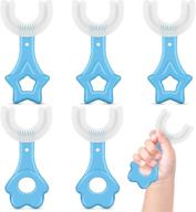 kids u-shaped toothbrush set - 6 pieces, soft silicone brush head, food grade, whitening massage, u-type design, whole mouth cleaning, ages 2-8 years, blue logo