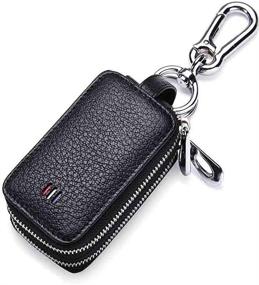 img 3 attached to Two Sides Leather Holder Keychain Keyring