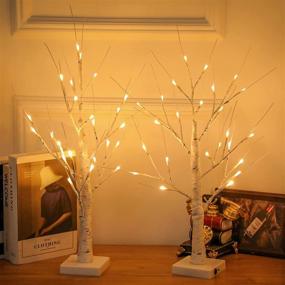 img 4 attached to White Birch Tree Lighted Warm White LED Artificial Branch Tabletop Fairy Tree Light: Perfect Home Party, Festival, Wedding, Thanksgiving & Christmas Decorations - 24” 2FT 24LED-2PCS