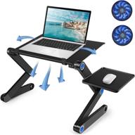 laptop table: adjustable stand for bed, recliner, sofa - cooling fans, detachable mouse pad, ergonomic lap desk - ideal birthday gifts for women, men, mom, dad, students, friends логотип