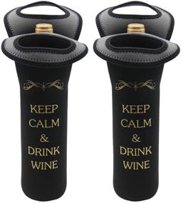 img 4 attached to AuroTrends Durable Neoprene Wine/Water Bottle Tote Black: Keep Your Wine Bottle Insulated On-the-Go - Ideal Gift for Wine Lovers (1-Bottle, Pack of 2)