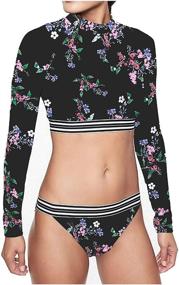 img 3 attached to Womens Surfing Bikini Sleeve Swimsuit Women's Clothing for Swimsuits & Cover Ups