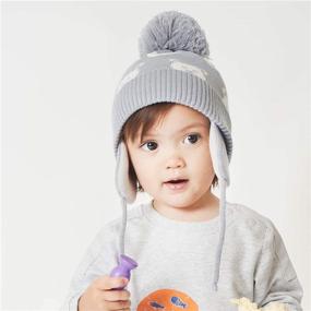 img 3 attached to Cozy and Stylish: Connectyle Toddler Boy Knit Earflap Beanie Hat – Fleece Lined Winter Hat for Kids