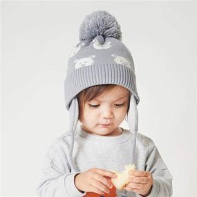 img 2 attached to Cozy and Stylish: Connectyle Toddler Boy Knit Earflap Beanie Hat – Fleece Lined Winter Hat for Kids