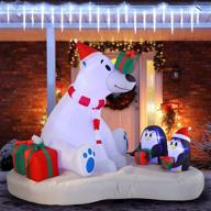 joiedomi 6 ft inflatable polar bear with built-in leds: perfect christmas party decoration for indoors, outdoors, yard, garden, and lawn décor, ideal holiday giveaway or seasonal gift logo