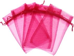 img 2 attached to 🎁 Fuchsia Sheer Organza Drawstring Pouches - Pack of 50, 4x6 inch Bags for Jewelry, Wedding, Party, Christmas Favors & Gifts - by SumDirect