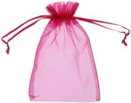 🎁 fuchsia sheer organza drawstring pouches - pack of 50, 4x6 inch bags for jewelry, wedding, party, christmas favors & gifts - by sumdirect logo