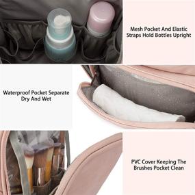 img 2 attached to 👝 BAGSMART Travel Leather Toiletry Bag for Women: Water-Resistant Dopp Kit with Hanging Hook, Full Sized Container & Make Up Accessories in Pink