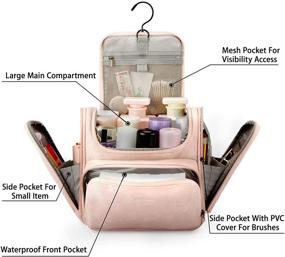 img 3 attached to 👝 BAGSMART Travel Leather Toiletry Bag for Women: Water-Resistant Dopp Kit with Hanging Hook, Full Sized Container & Make Up Accessories in Pink