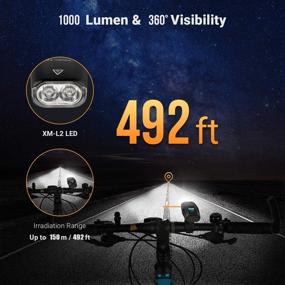 img 2 attached to 🚲 Ultimate 1000 Lumen Rechargeable Bike Lights Set with Smart Sensor and Tail Light - Enhance Safety and Visibility for Cycling