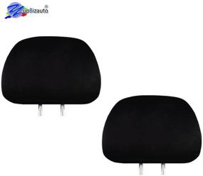 img 2 attached to 🚚 Yupbizauto 2X Cars Trucks &amp; DVD TV Monitors Solid Black Universal Headrest Covers with Foam Backing - Polyester, Set of 2