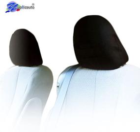 img 1 attached to 🚚 Yupbizauto 2X Cars Trucks &amp; DVD TV Monitors Solid Black Universal Headrest Covers with Foam Backing - Polyester, Set of 2